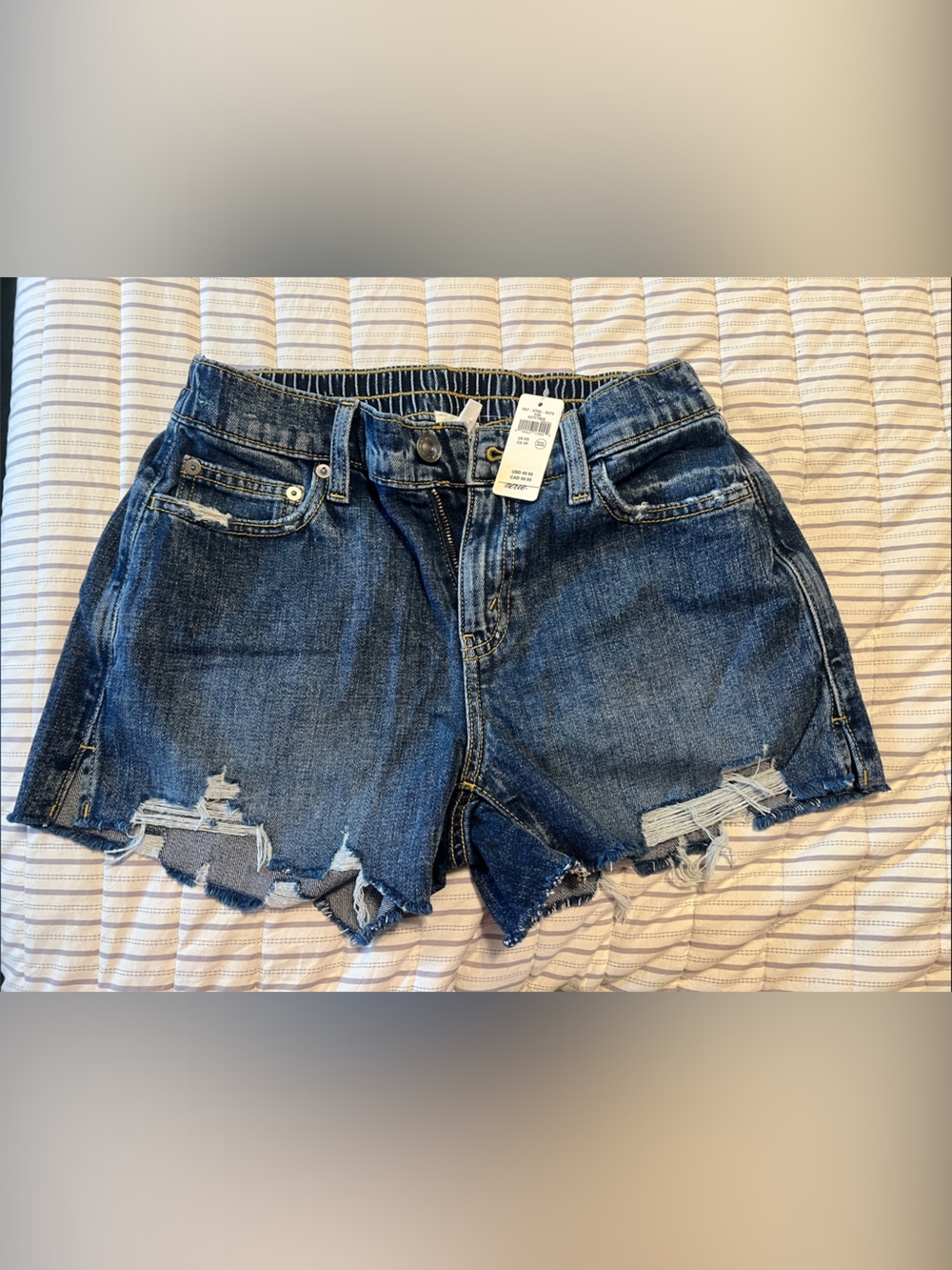aerie Dark Blue Distressed Denim Cutoff Shorts